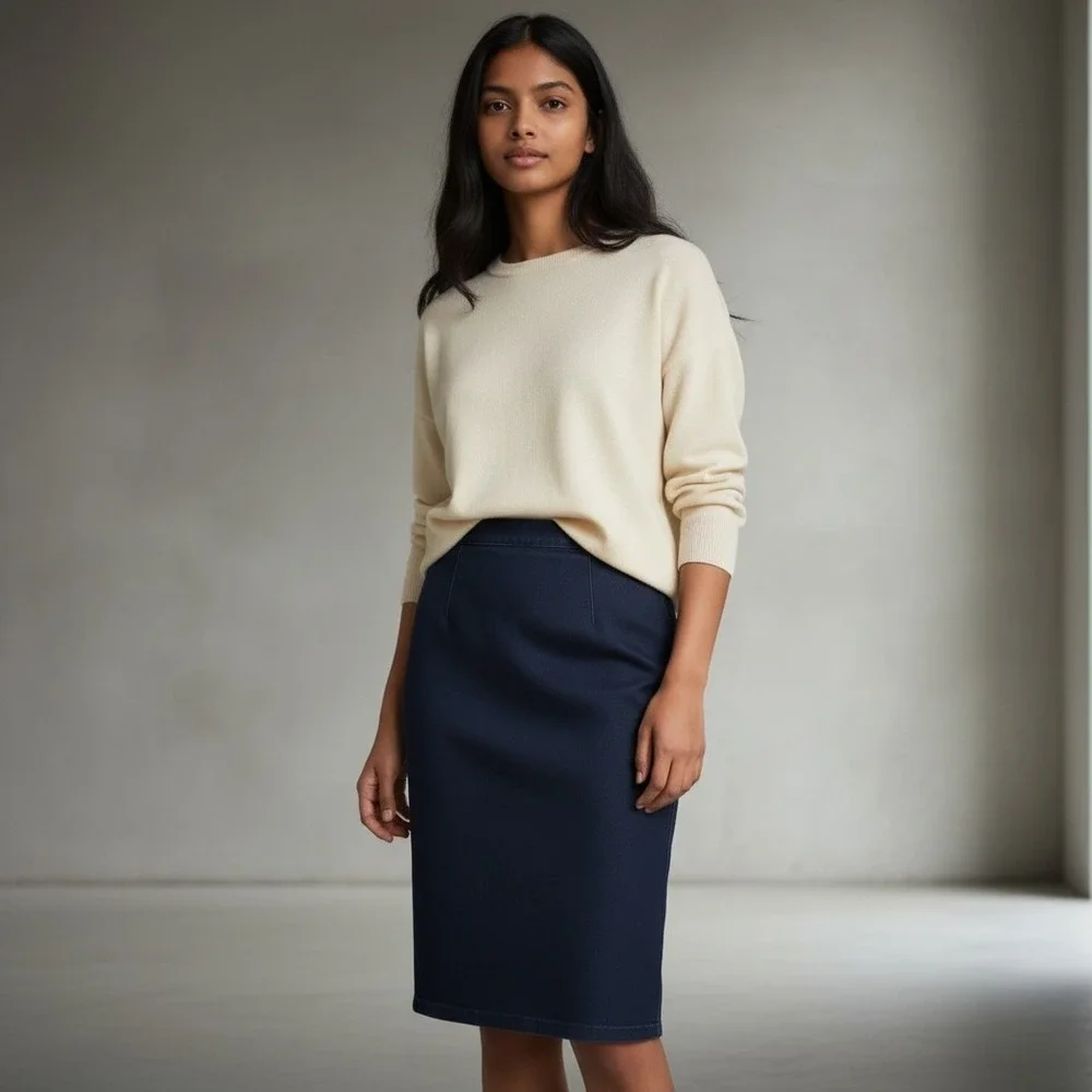 Leara Woman‎ Dark Wash Denim Pencil Skirt Womens M 28